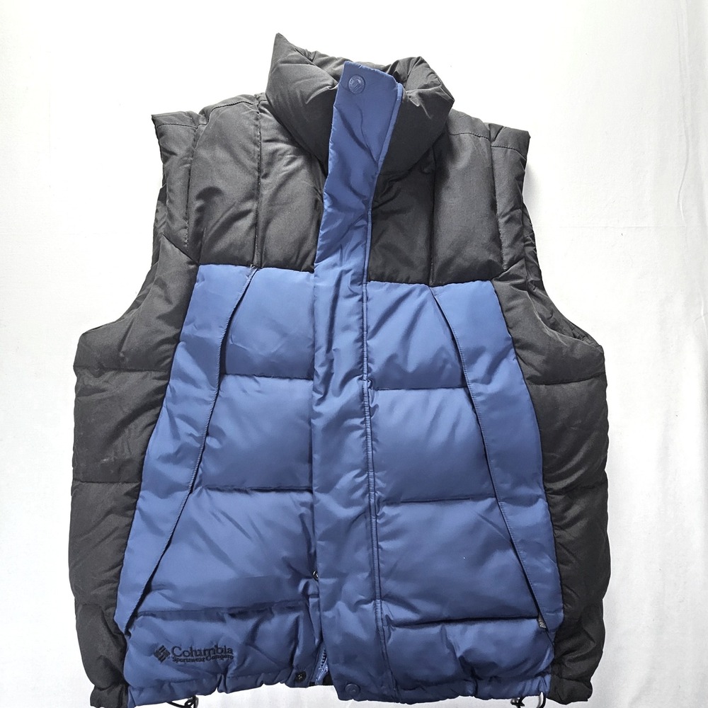 Columbia Mens Down Puffer Vest SM5086 Black Blue Colorblock Large